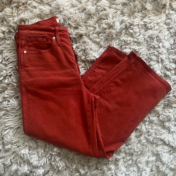 Madewell Denim - Madewell The Perfect Vintage Wide Leg Crop Red Jeans 29